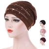 Cappello a turbante pieghevole sottile con strass Cappello lucido elastico Accessori per capelli da donna