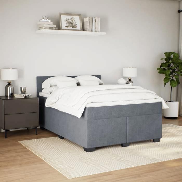 Maison Exclusive - Sommier à lattes de lit et matelas Gris foncé 160x200cm Velours