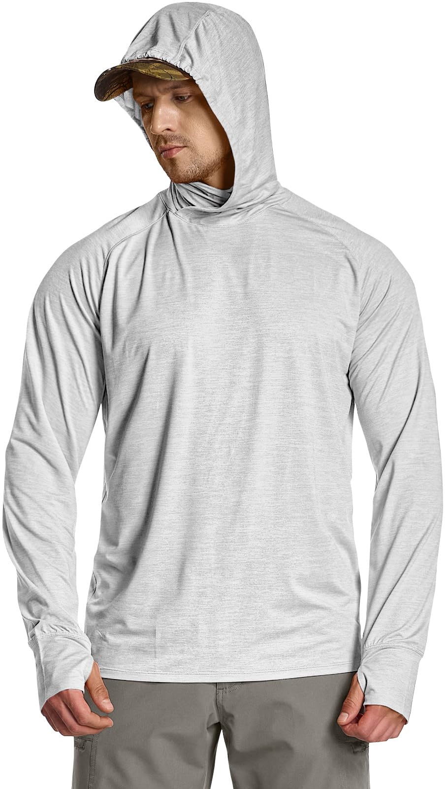 

CQR Hooded Long Sleeve Outdoor Shirt with UV Protection and Moisture Raglan Cool Sportswear for Everyday Strength Track Men s UPF50+ Wicking,