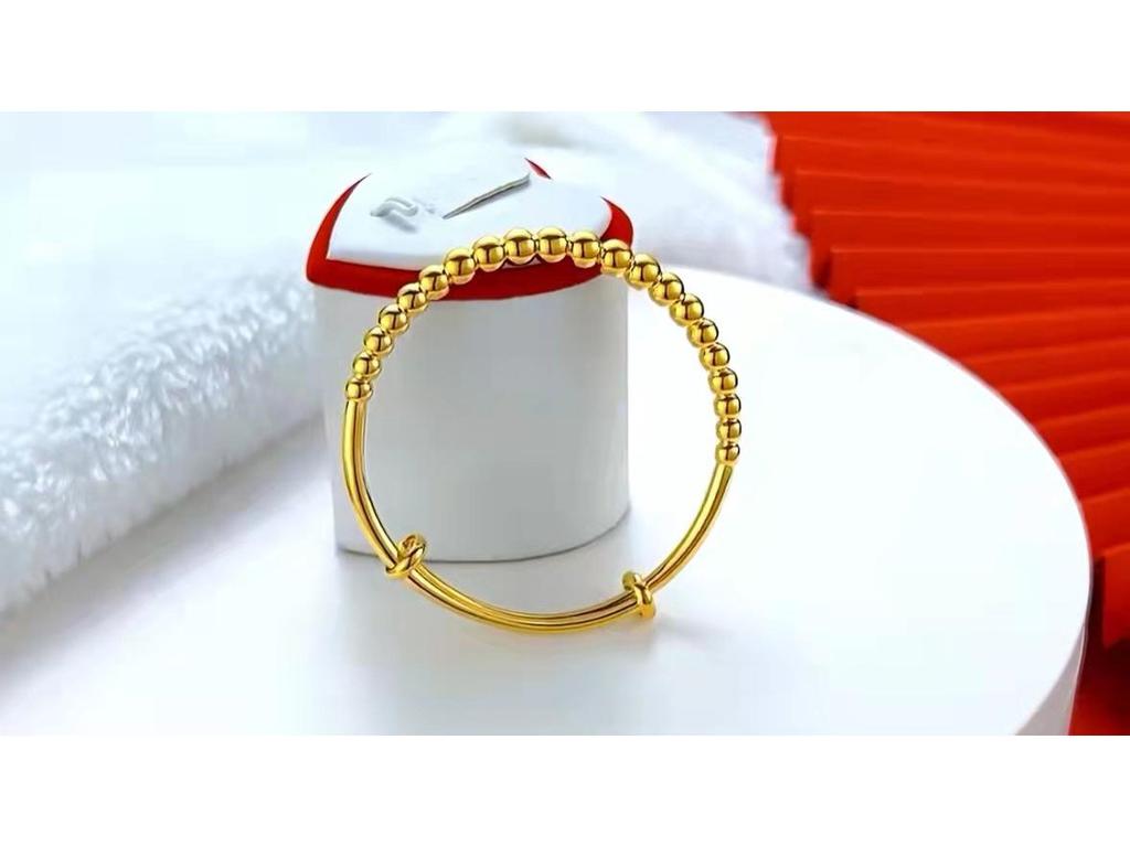 Women's Gold-Plated Vietnam Sand Bead Bracelet - Simple Fashion Push-Pull Bangle