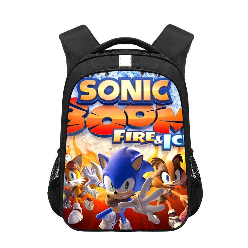 Sonic Cartoon Kids Backpack Durable Polyester Material 20-35l Capacity Zipper Closure Cushioned Shoulder Straps 44*30.5*16cm