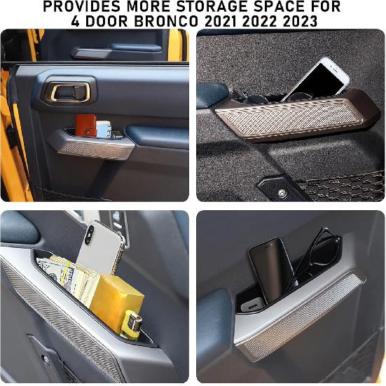 WDG Door Handle Storage Box Container For Ford Bronco    2024 2025 Car Interior Accessories, ABS Front And Rear Door Side Armrest Phone Pocket