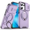 Magnetic Metal Ring Stand Armor Case For OPPO Reno 15 16 Pro Reno15 FS 15F Reno16 FS 16F Slide Push Window Lens Protection Cover