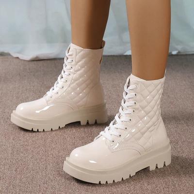 Bottines décontractées pour femmes d'hiver 2024, semelles épaisses, polyvalentes et confortables, chaussures pour femmes de couleur unie, bottes pour femmes à vendre