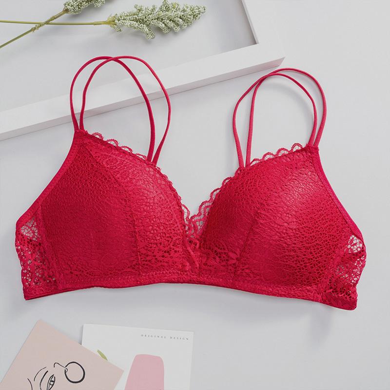 Soutien-gorge Femme Sexy Dentelle Bralette Florale Sans Armatures Bonnets A B Lingerie Sexy Doux Couleur Unie Soutien-gorge