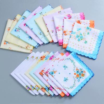 3PCS Womens Handkerchiefs Square Absorbent Soft Vintage Style Flowers Print Pocket Hankies Kerchiefs for Wedding Gift