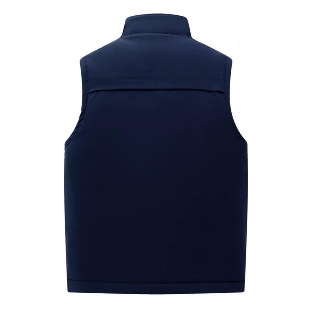 Men's Casual Solid-color Lambskin Vest, Men's Thickened Fleece Collar Warm Sleeveless Jacket