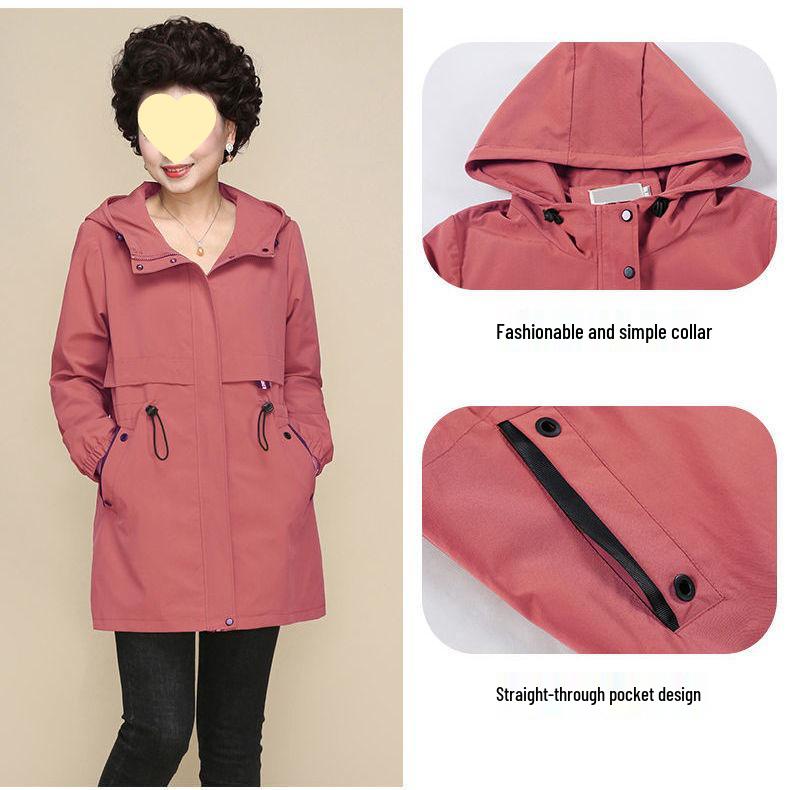 2025 Damen Trenchcoat mit lockerer Passform für Mittelalte & Ältere - Frühling/Herbst Blaue Oberbekleidung