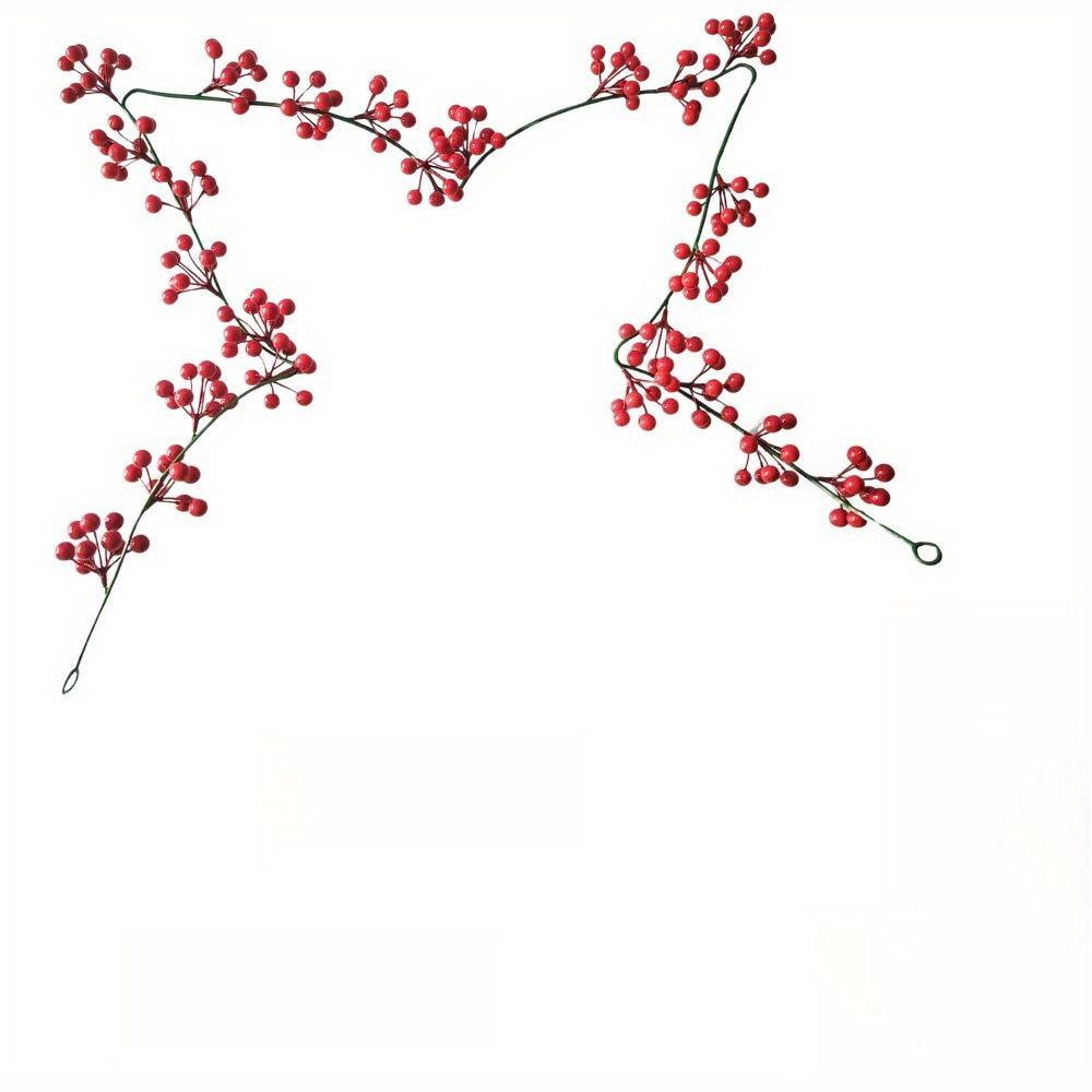

1Pc Christmas Berry Cane 71.65 inches Red Fruit Holly Fruit Christmas Leaf Green Plant Vine Table Decoration 182cm