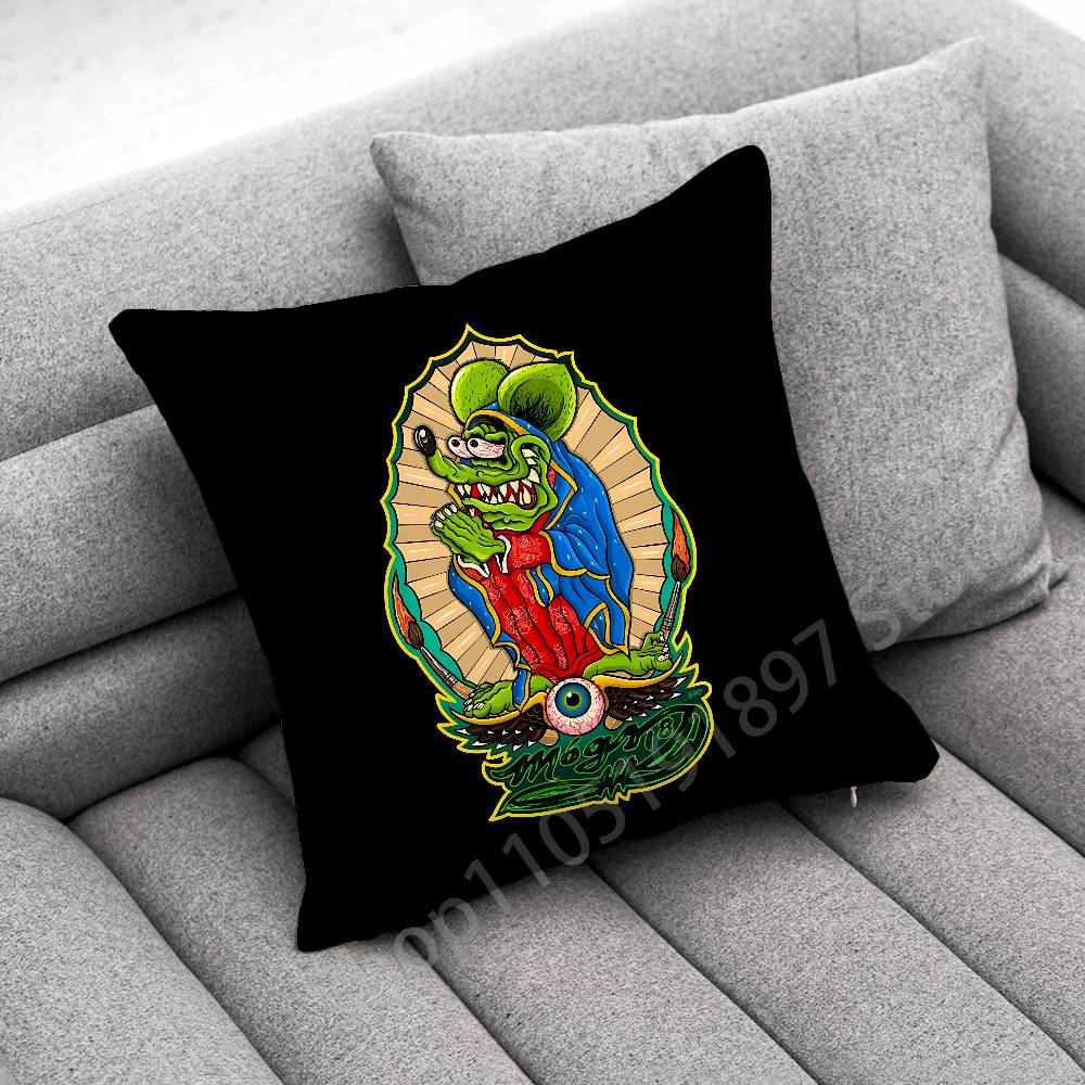 Rat F-Fink Throw Pillow Case For 30x30cm 40x40cm 45x45cm 50x50cm 55x55cm Square Sofa Pillowcase Shell