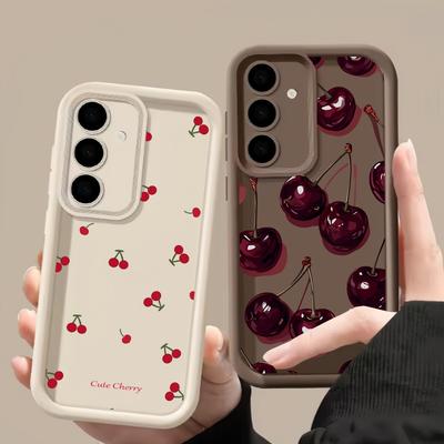 Urocze etui na telefon z nadrukiem czerwonych wiśni do Samsung Galaxy A35 A14 A34 A24 A05 A05S A52 A32 A53 A33 S21 S20 FE S22 Plus Note 20 Ultra