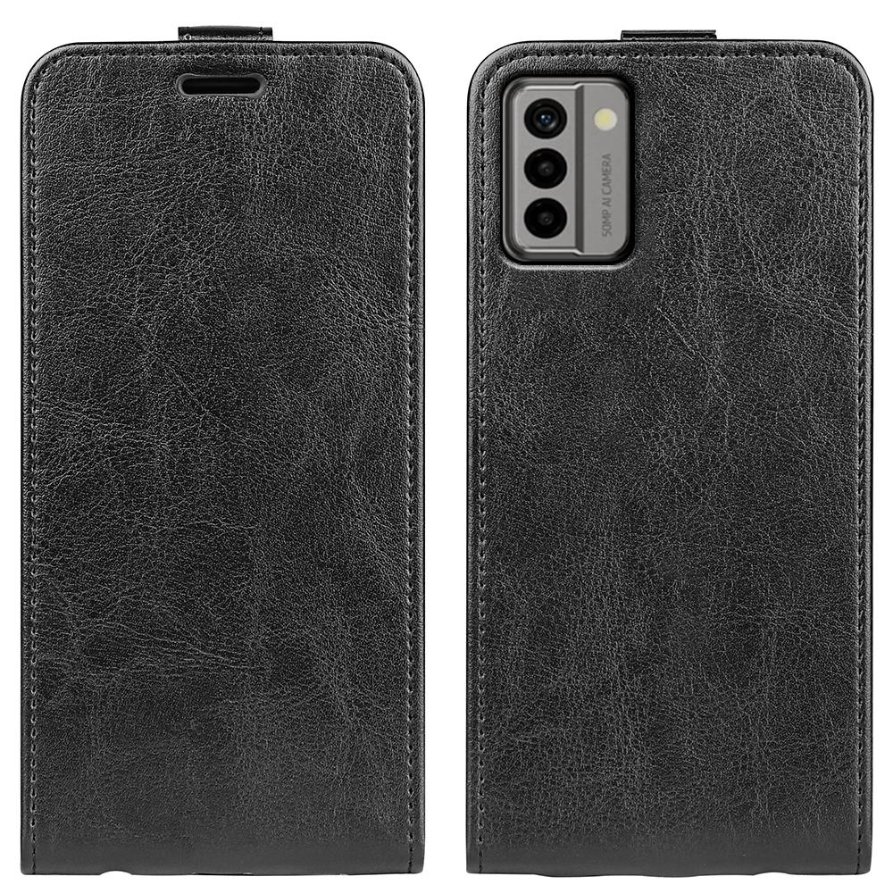 

For Nokia G22 Card Holder Vertical Flip Phone Case Crazy Horse Texture Shockproof PU Leather Cover Black
