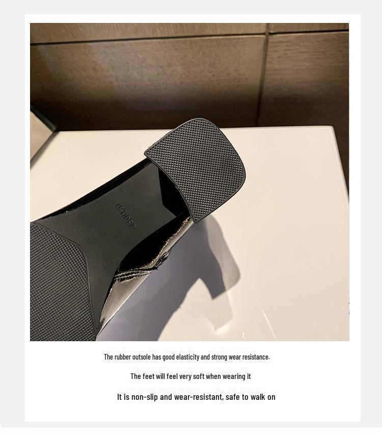 Ghete de damă cu toc înalt în stil franțuzesc - Colecția Toamnă/Iarnă 2024, Ghete Martin elegante de exterior cu toc gros