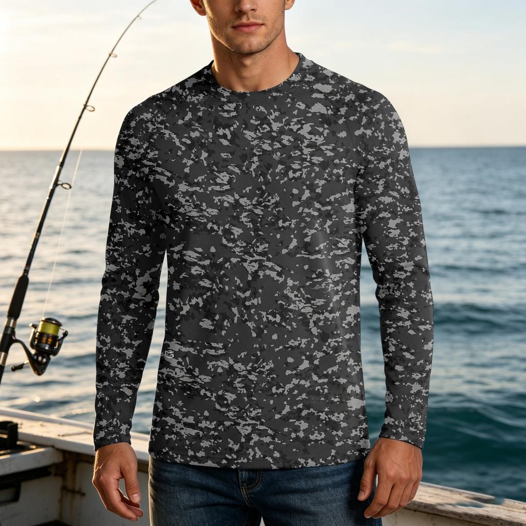 Men's UPF50+ Sun Protection Shirt Long Sleeve Outdoor Stretch Athletic Top Lightweight Quick Dry UV Resistant