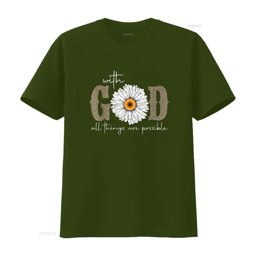 Faith For Women Christian With God All Things Are Comfortable T Shirt Fashionable Design vintage Washed Casual