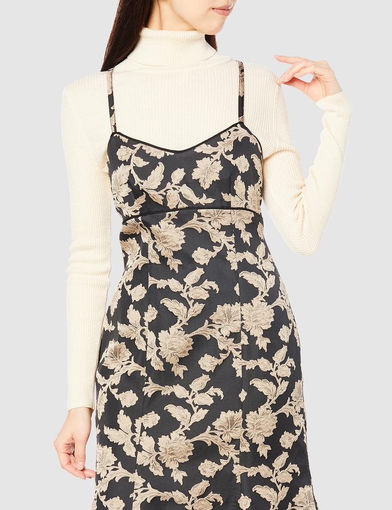 Snidel Women's Jacquard Caminarrow Jumper Skirt SWFO225144, Black, Size 0