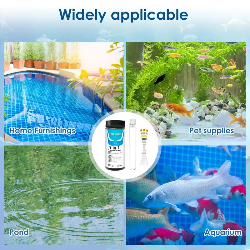 Aquarium Test Strips 9-IN- Water Quality Kit Fast Detection PH Nitrite Nitrate for Fish Pond Tank 00 Pcs
