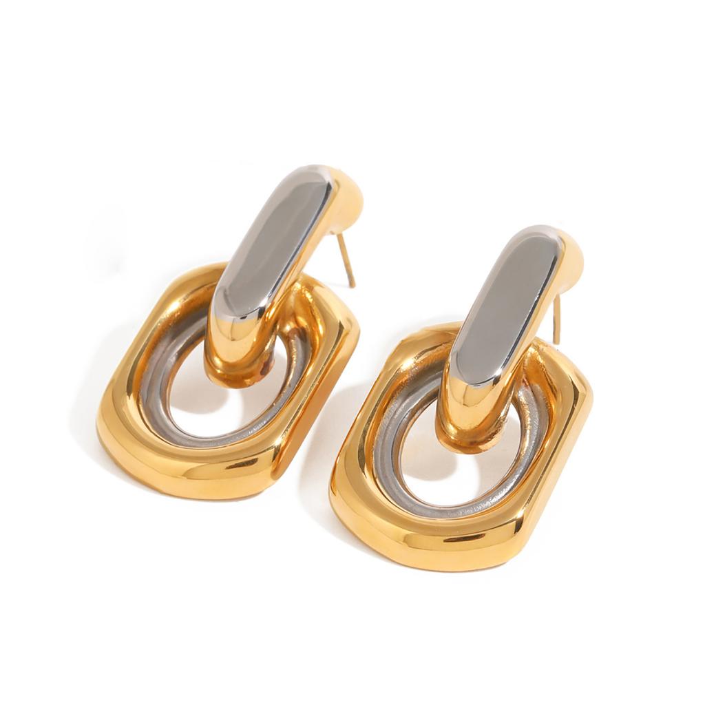 Elegant Geometric Dangle Earrings for Women Multi Layer Round Drop Designs in Silver and Gold Perfect for Any Occasion