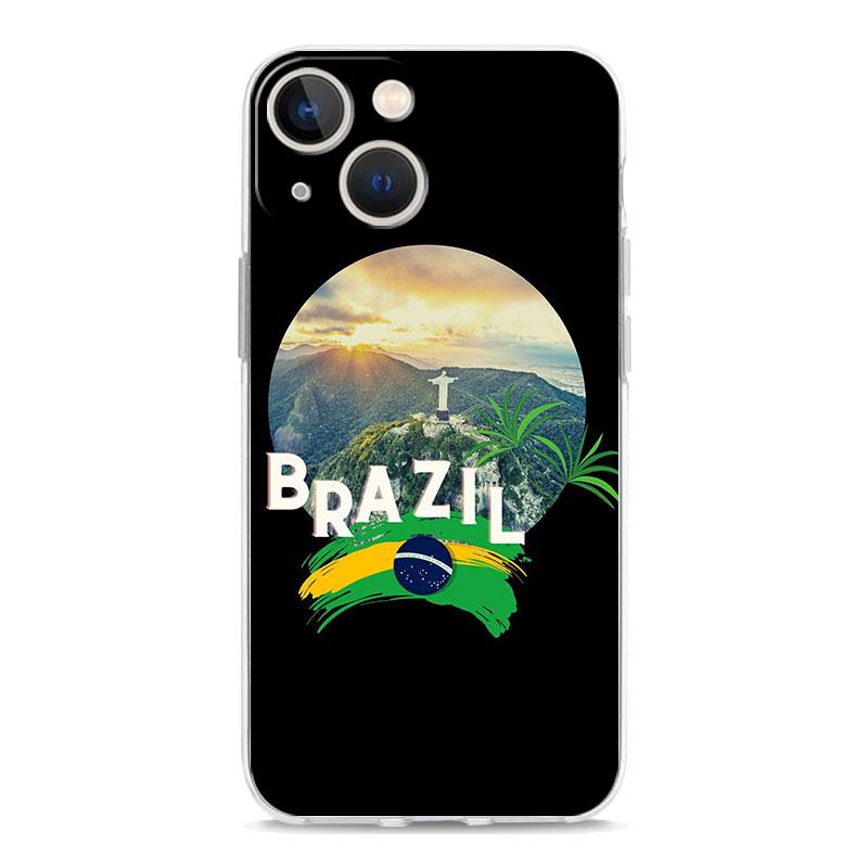 

Brazil Brazilian flag Football Luxury Clear Phone Case For iPhone 15 16 14 13 12 11 Pro Max XS X XR SE 7 8 Plus Shockproof Cover iPhone 14 Plus