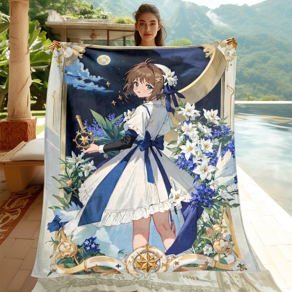 C-Cardcaptor Sakura Cute Cartoon Girl Print Blanket.Comfortable Flannel,Bedroom,Sofa,Bed,Chair,Gift,Picnics,Trips,Camp,Blankets.