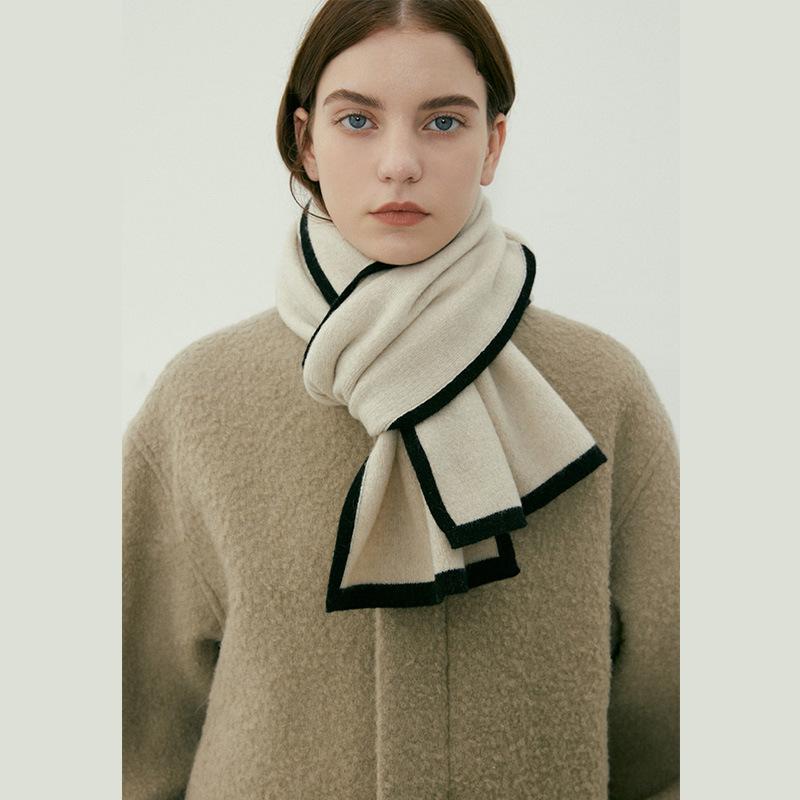 Designer Style High-end Color Matching Knitted Warm Scarf Women's Winter with Soft Small Scarf Temperament Style