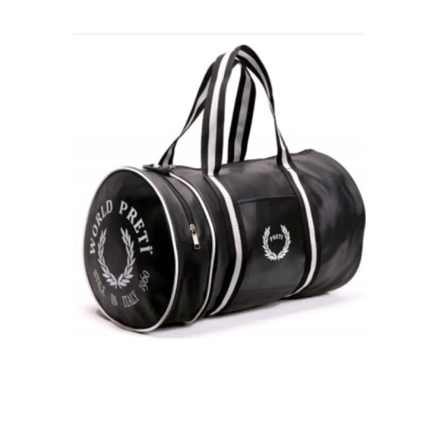 

Unisex Black Color Faux Leather Cylinder Sports Bag чёрный