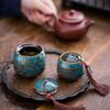 Creative Ceramic Small Tea Pot Kiln Turned Vintage Storage Candy Jar Portable Tea Set Accessories Medicine Powder Food Container