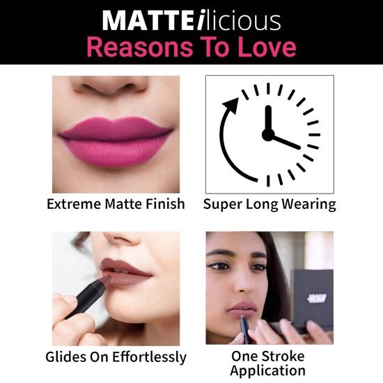 Nykaa MATTE-ilicious Lip Crayon - Jade Rose (2.8gm) shade No 11 With Prove Your Point Cosmetic Sharpener