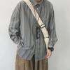 Herr Japansk Retro Randig Långärmad Skjorta - Vår/Höst, Lös Passform, Unisex Trendig Stil.