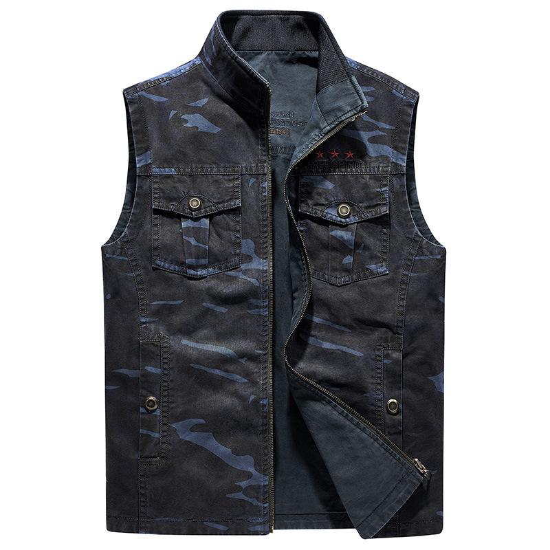

Spring and Autumn New Men s Outdoor Casual Reversible Vest Workwear Loose Camouflage Reversible Vest 4XL