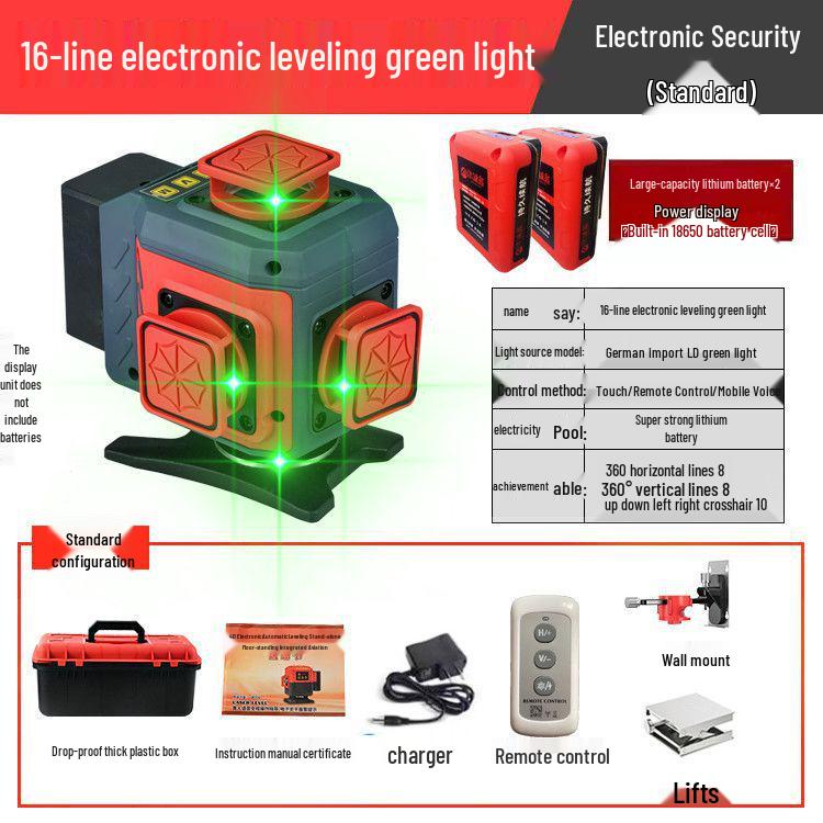 Anping Super Bright Infrared Green Laser Level: High Precision, Automatic Leveling with 8/12/16 Lines