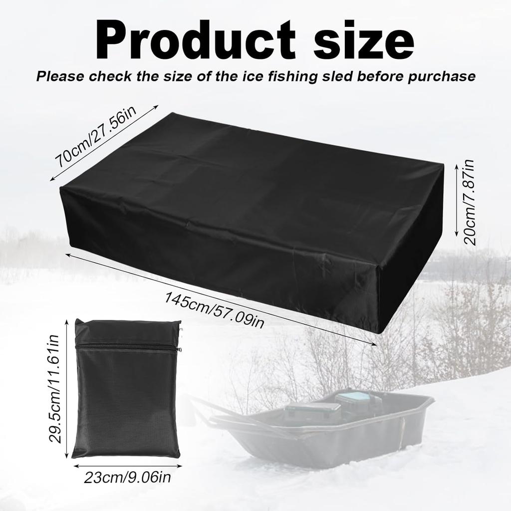 Utility Jet Sled Cover, 57.09x27.56x7.87in 600D Oxford Cloth Ice Fishing Jet Sled Cover Waterproof Sun-Protection Deer Sled Travel Cover for Outdoor