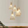 Einfache Bambus Weben Licht Treppe Bar Fenster Lampe Kreative Rattan Kunst Kronleuchter LED Korb Decke Licht Angepasst Fabrik