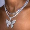 Damenmode Chic Shiny Hollow Schmetterling Halskette Anhänger