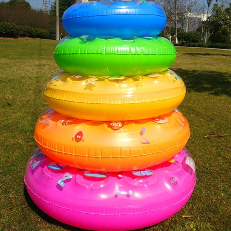 50-90cm Swimming Ring Thickened Double Layer Inflatable Fluorescent Pool Float Summer Swimming Toy
