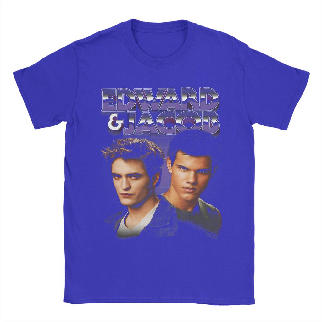 Twilight Edward Jacob Purple Chrome Text Portrait Movie TShirt Summer T Shirts Cotton Clothing Short Sleeve YK Tops