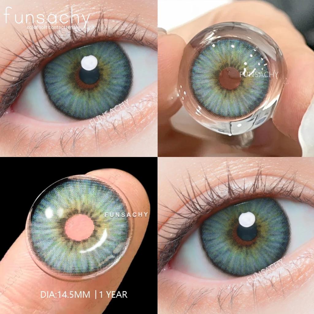 FUNSACHY 2 st Nya Färgglada Kontaktlinser för Ögon Koreansk Stil Mode Linser Y2k Blå Ögonlinser Colorcon Årlig Grå Ögonlins