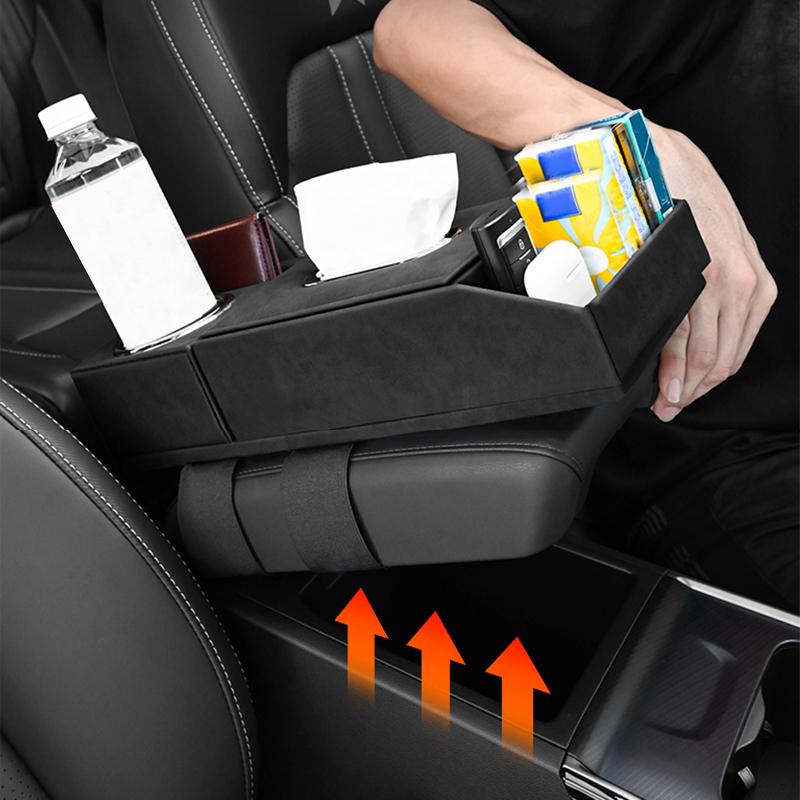 SEAMETAL Car Armrest Mat Height Increase Pad Car Tissue Storage Box Cup Holder Armrest Protect Cushion Elbow Support Arm Cover
