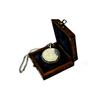 Vintage Brass Pocket Watch 2" with Wooden Box | Nickel Finish
