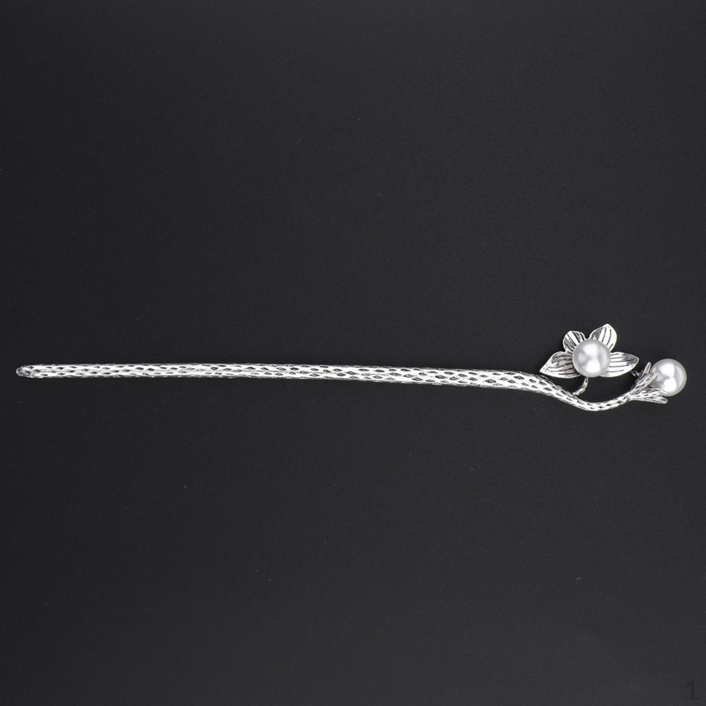 Silver Pearls Hair Chops Orchid Shape