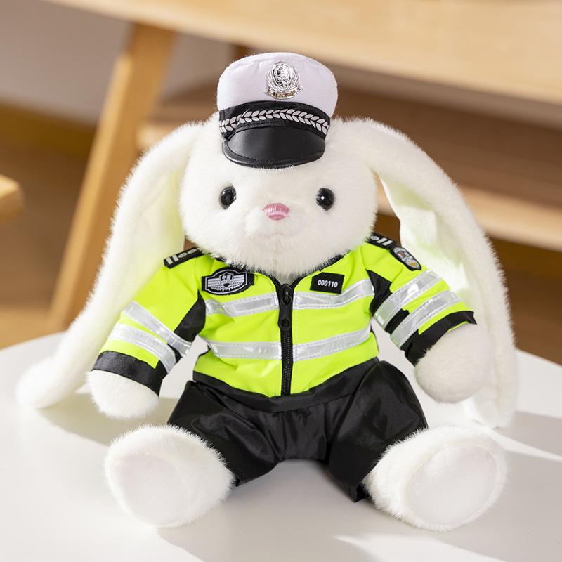 New High-value Police Officer Little Rabbit Fire Police Officer Public Security Uniform Plush Cute Cartoon Charity Doll