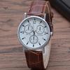 Casual Men Wristwatch Quartz Watch Round Glass Dial Clear Print Legible High Accuracy Business Gift Adjustable Faux Leather Wrist Strap Decorative