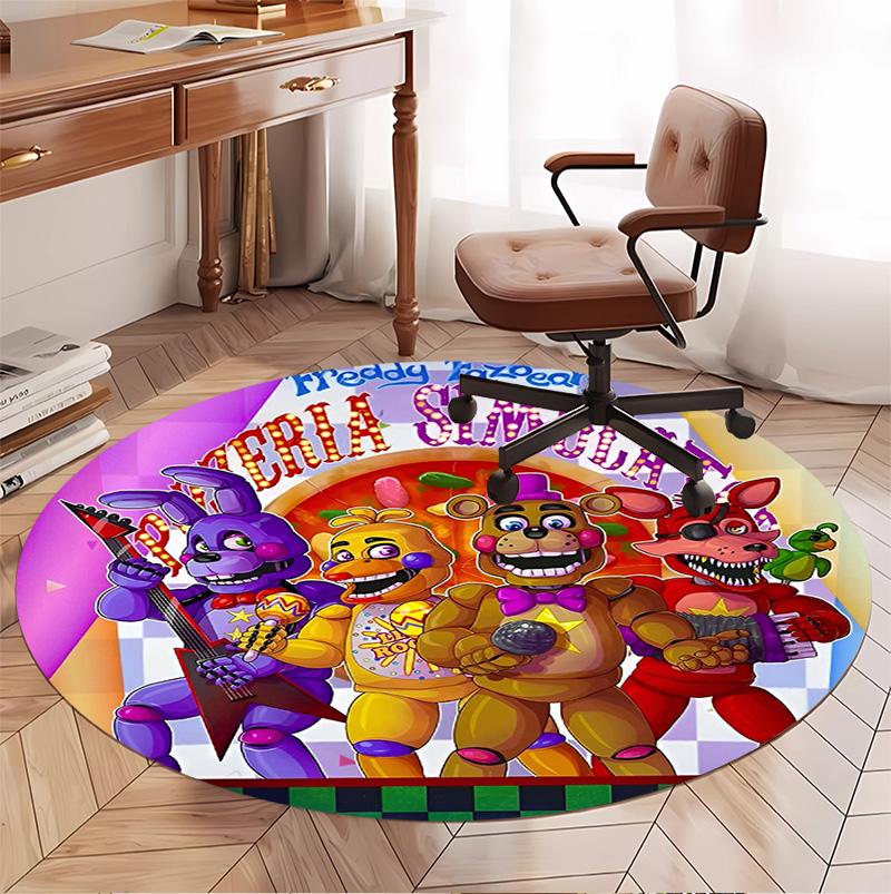 Five Nights at Freddy's Pattern Round Rug, Indoor/Outdoor Mat, for Picnic, Gameroom, Bedroom, Office, Living Room, Home Decor Carpet, Birthday Gift