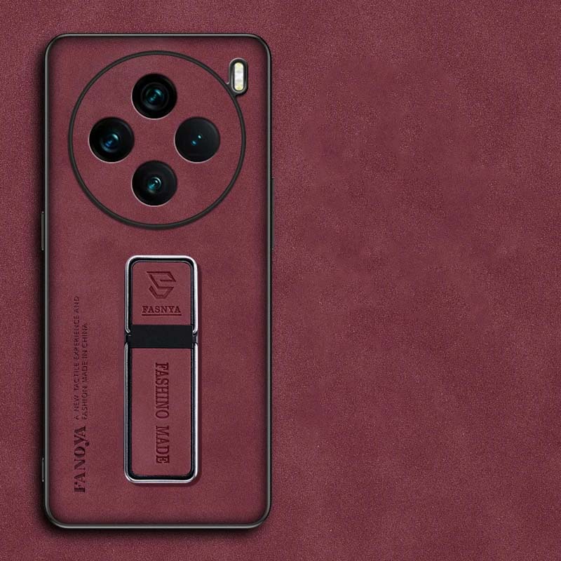 Sheepskin Leather Phone Case Bumper for Vivo X200 Pro Mini X 200 Matte Ring Holder Back Cover for Vivo X200Pro X100 Ultra X100S Pro Magnetic Ring Case