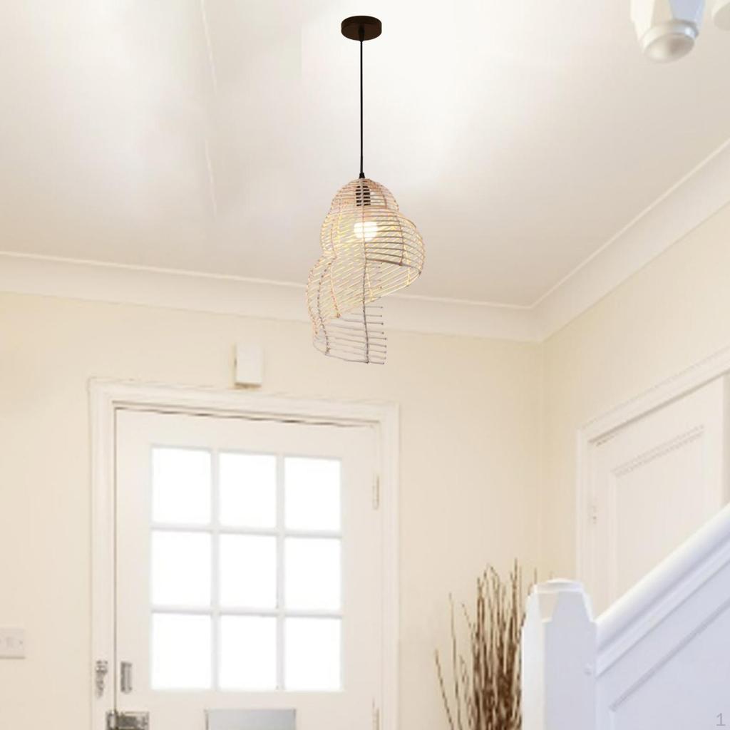 Grass Vine Pendant Light Fixture Retro Restaurant Tea Room Handmade Woven Hanging Chandelier Lamp