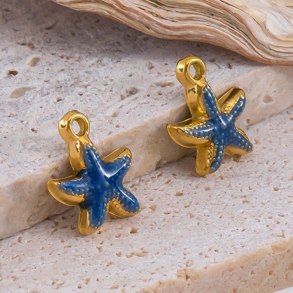 5 Stück Modische Edelstahl Emaille Goldene Seestern Anhänger Anhänger DIY Halskette Armband Charm für Schmuckzubehör Komponenten