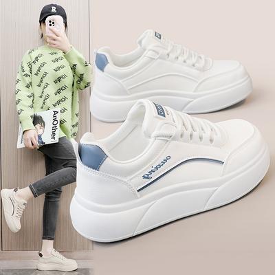 New Board Shoes with Thick Soles Increased Height Color Matching and Versatile Small White Shoes Round Toe Women's Shoes