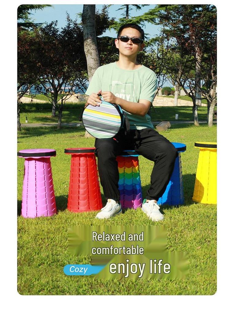 Compact Adjustable Rainbow Telescopic Folding Stool for Outdoor and Fishing