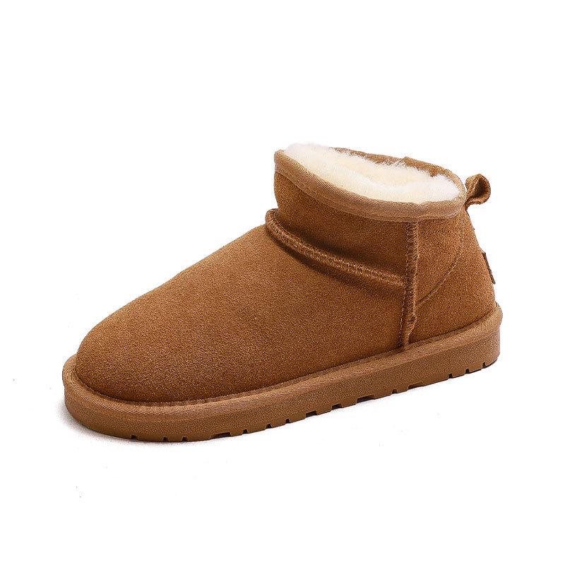 

Women s snow boots, cow fur integrated thickened warm short cotton shoes, winter short boots classic 35