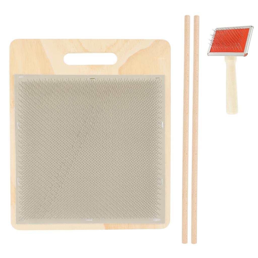 Carding Brush Set 25x25 Cm Rubber & Gauze Blending Board with Wool Brush Wool Needle Felting Tools for Felt Making Craft DIY